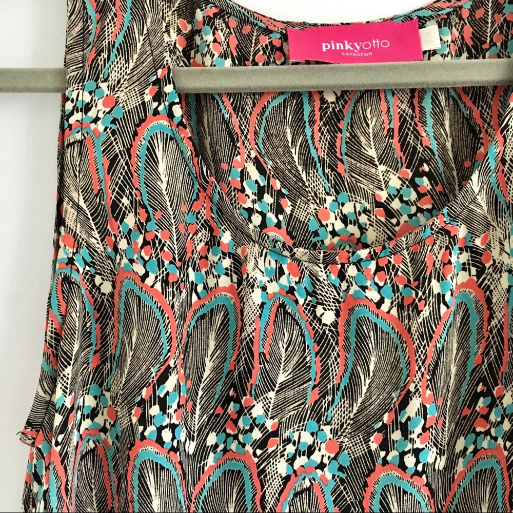 Pinkyotto Sleeveless feather print dress XS